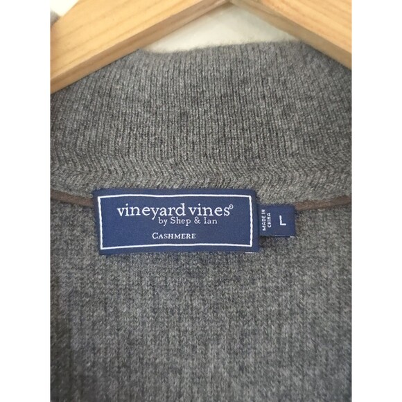 Vineyard Vines Cashmere Quarter Zip Pullover Sweater Mens Size Large Gray - Picture 9 of 10